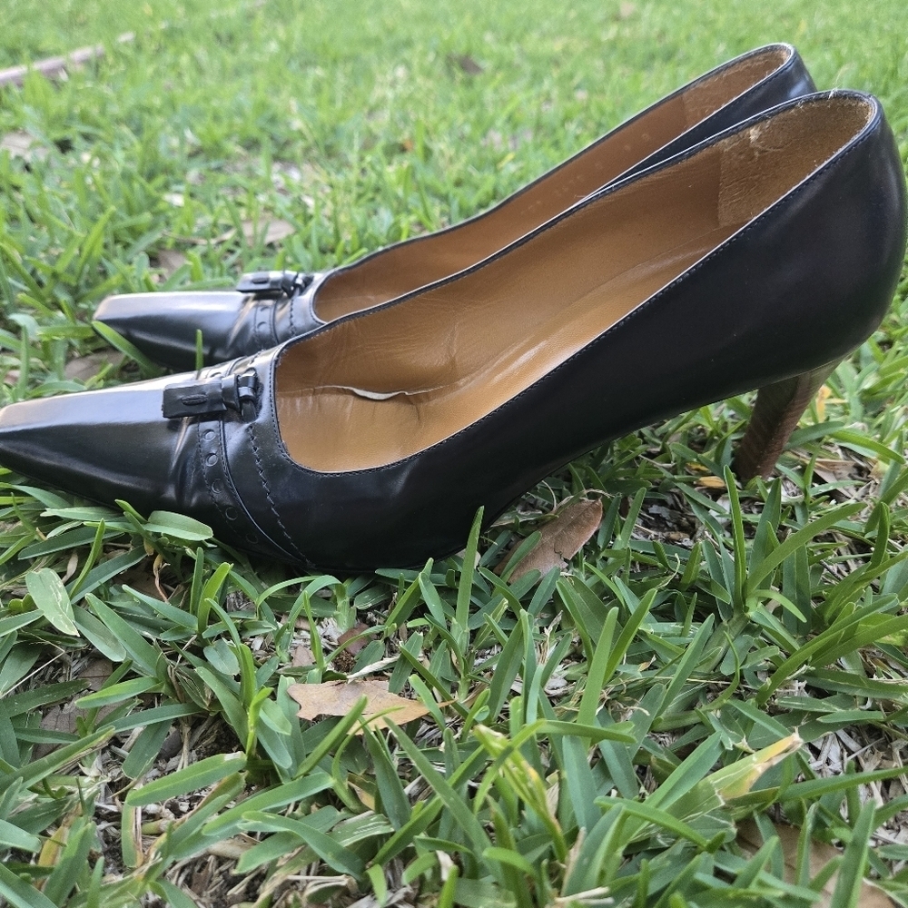 Gucci Classic Women's Mid-Heel Brown Leather Pump, Size 9B - Picture 4 of 13